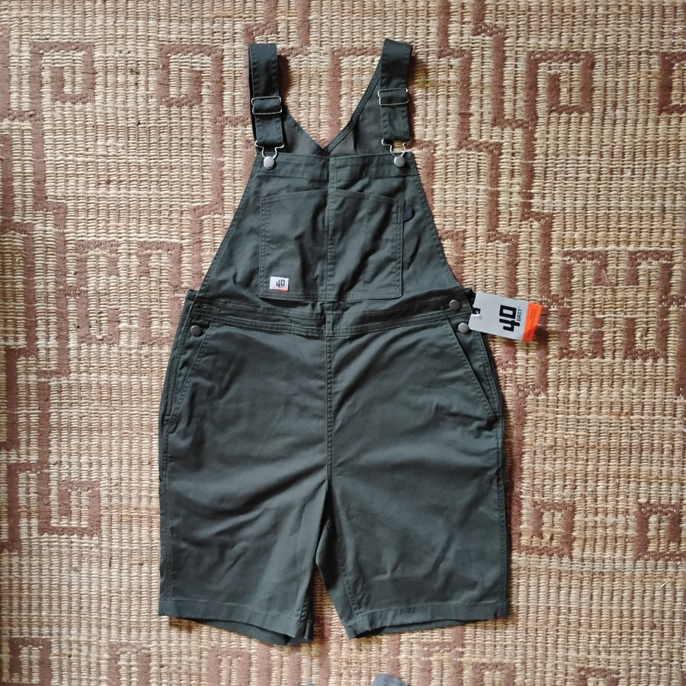 Duluth Trading Co 40 Grit Grey/Green Short Overalls, Size M